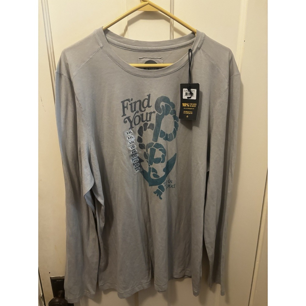 Life is Good Womens XXL Gray Find Your Anchor Long Sleeve Graphic T-Shirt NWT